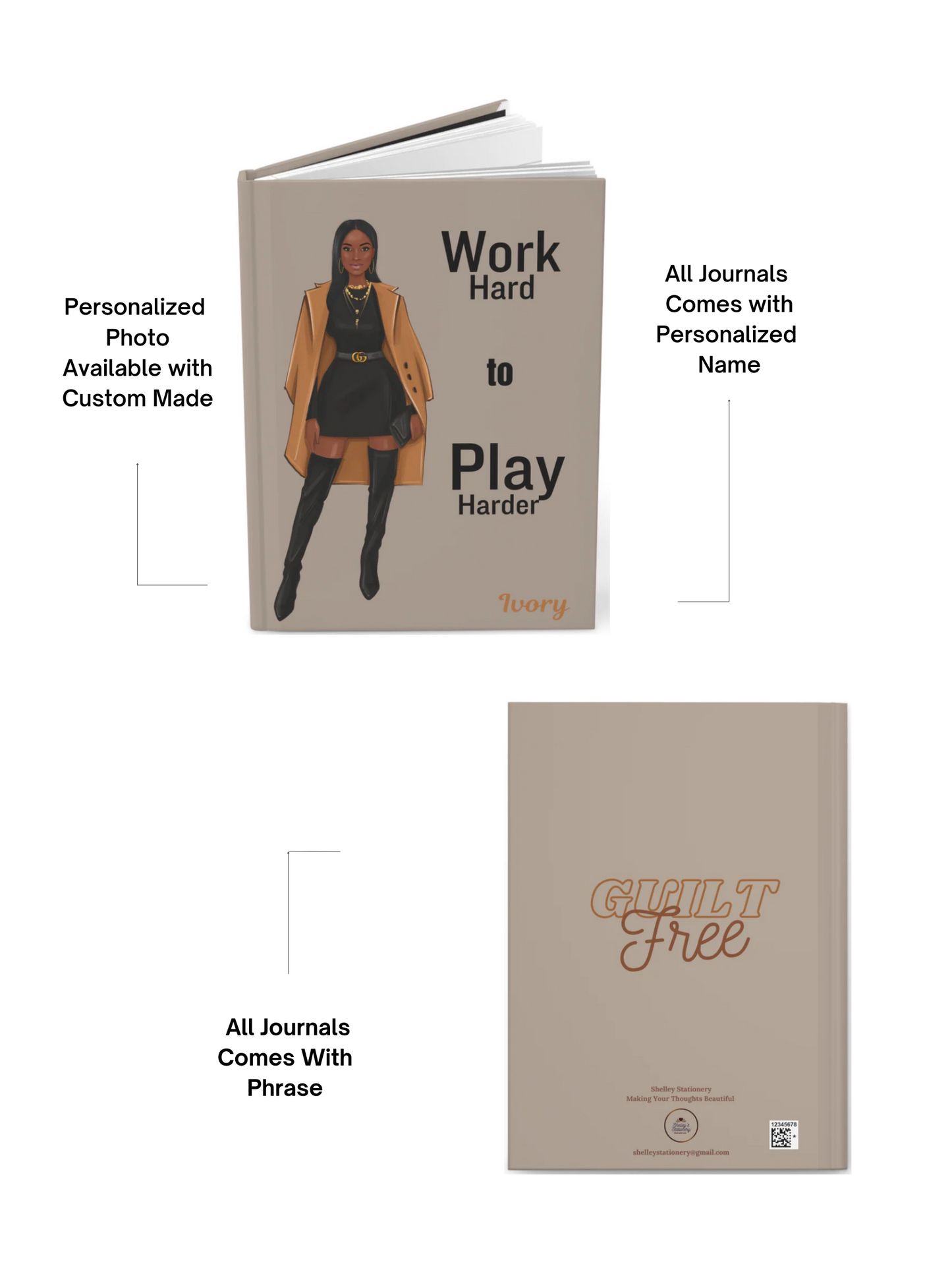 Work Hard Play Harder/ Hardcover Journal Matte