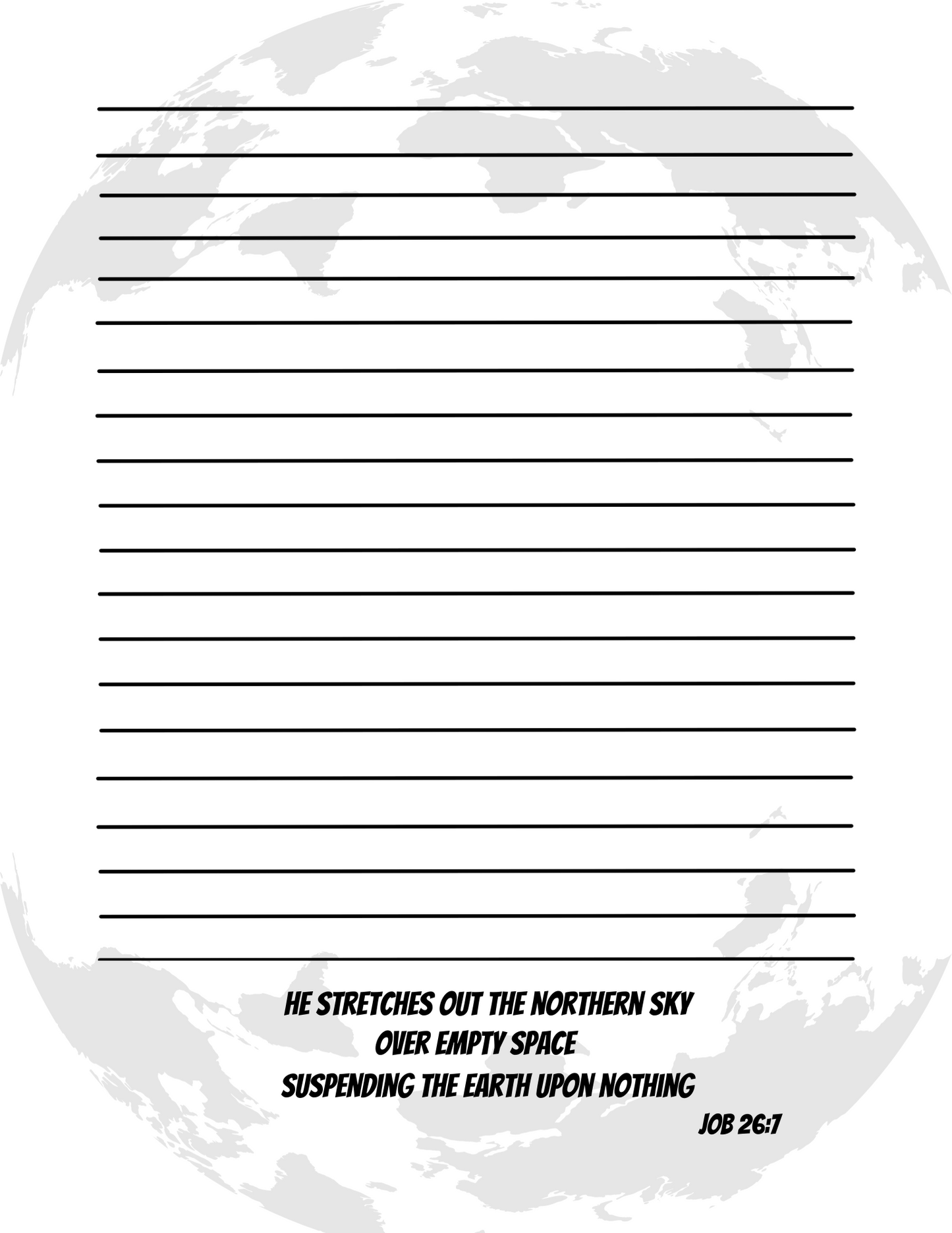 JW Letter Writing/Black World Stationery / Suspending The Earth Upon Nothing/Job 26:7