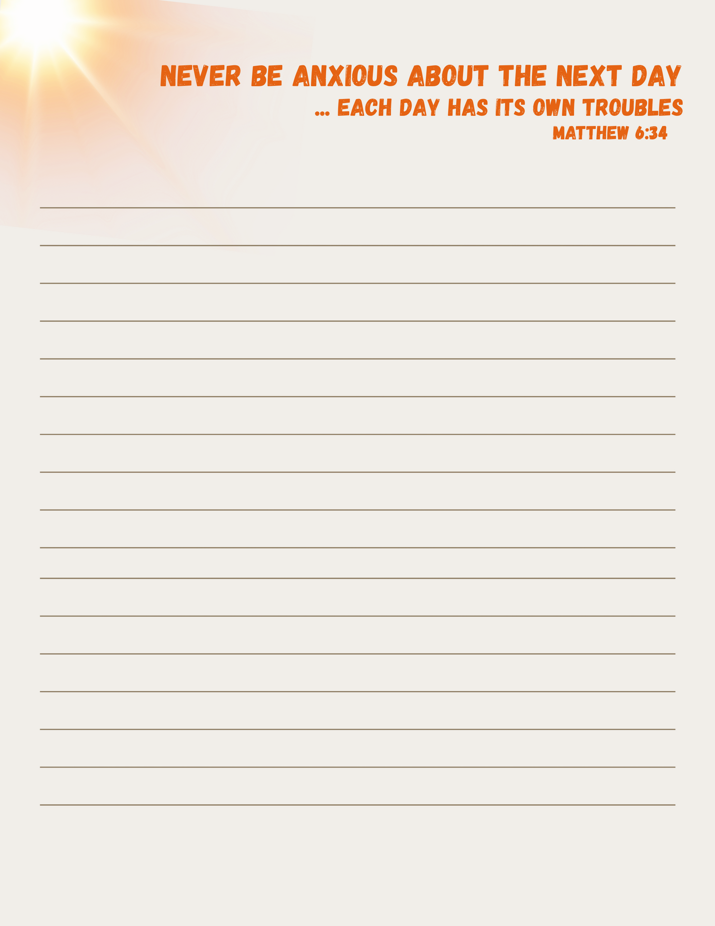 JW Letter Writing/ Do Not Be Anxious About the Next Day/Mt 6:34