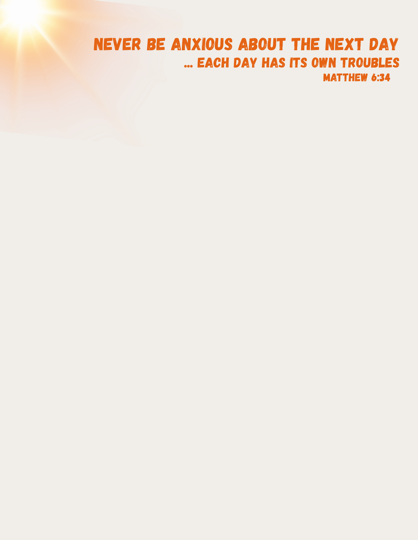JW Letter Writing/ Do Not Be Anxious About the Next Day/Mt 6:34