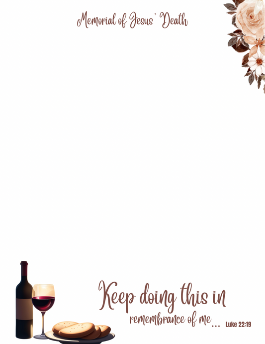 2025 Memorial of Jesus' Death/ JW Letter Writing