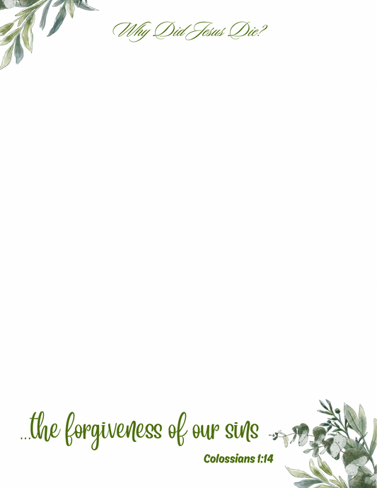 JW Letter Writing/ Why Did Jesus Die/ Col. 1:14