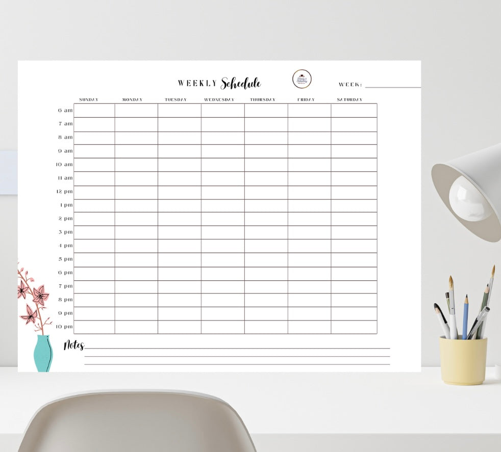 Timed Weekly Busy Schedule/Weekly Planner/Instant Download