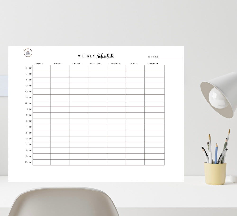 Timed Weekly Basic Schedule/Weekly Planner/Instant Digital Download