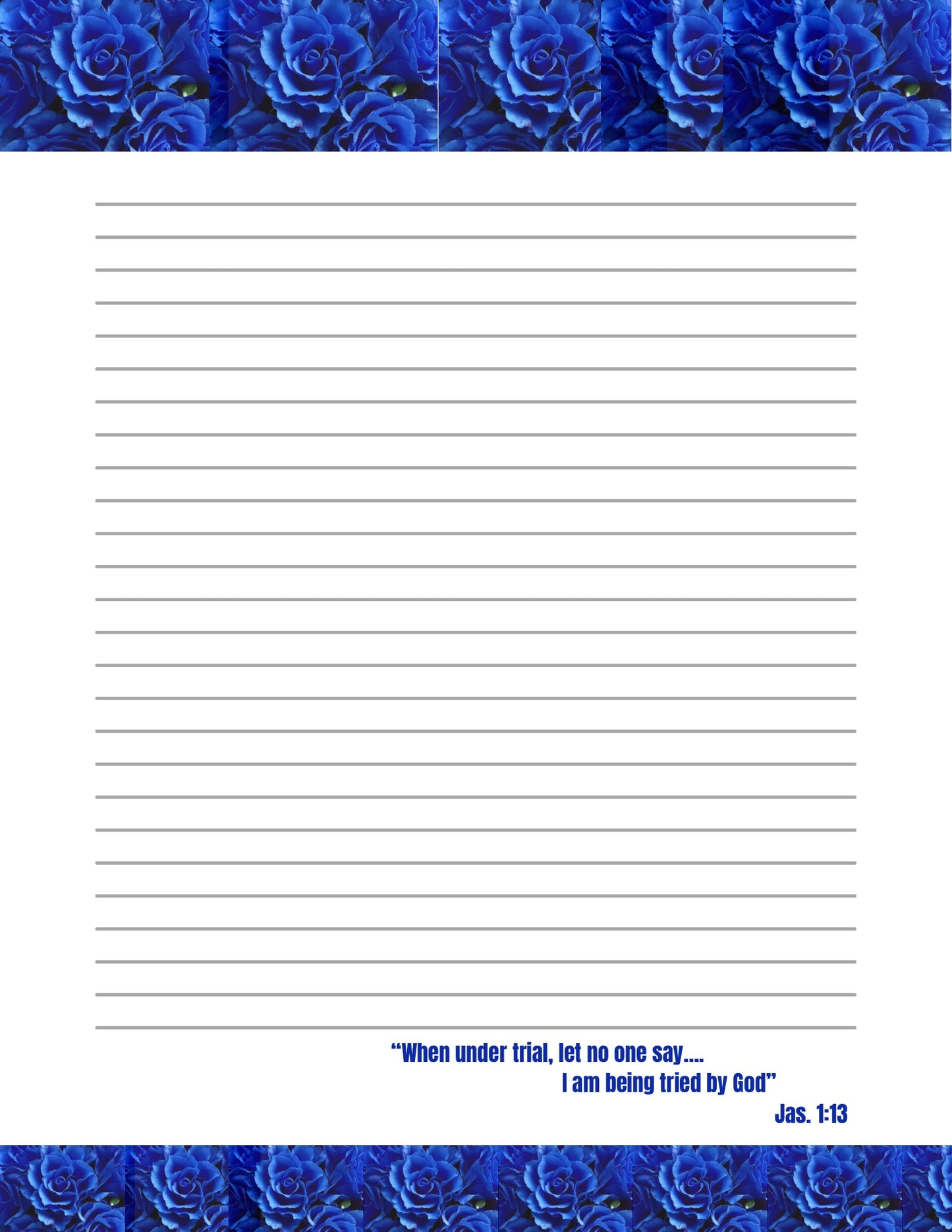 JW Letter Writing Stationery/ Royal Blue Flower/ James 1:13