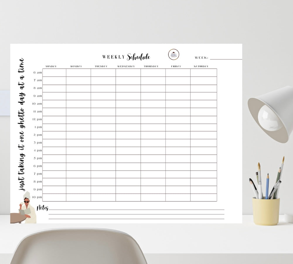 Timed Weekly Beauty & Business Schedule/Weekly Planner/Instant Digital Download
