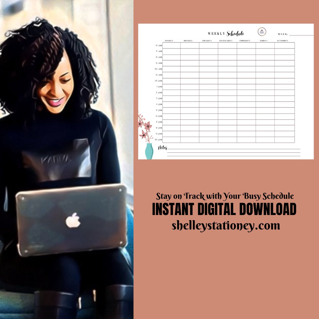 Timed Weekly Busy Schedule/Weekly Planner/Instant Download