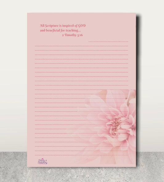 JW Letter Writing Stationery/ Pink Flower/ 2 Timothy 3:16